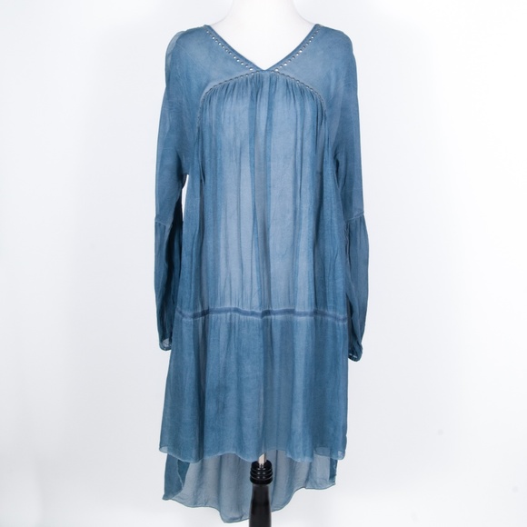 NEW Roja Semi-Sheer Blue Studded High-Low Dress - Picture 1 of 8